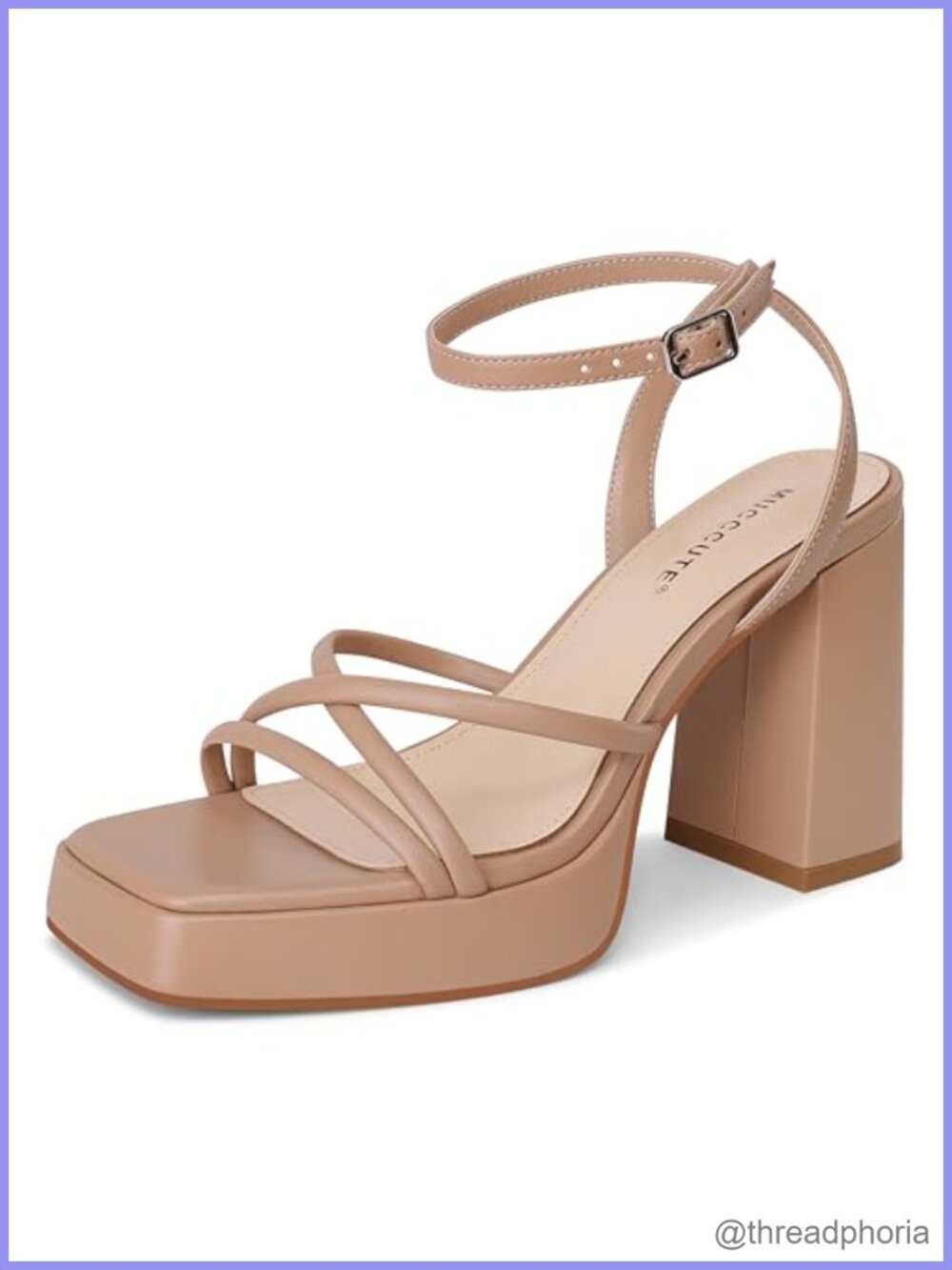 Platform Strappy Chunky Heeled Sandals Square Open Toe Ankle Strap Dress Shoes